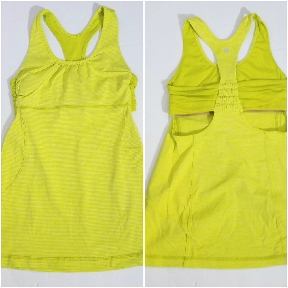 Lululemon Neon Yellow Turbo Workout Athletic Tank Top, size 4